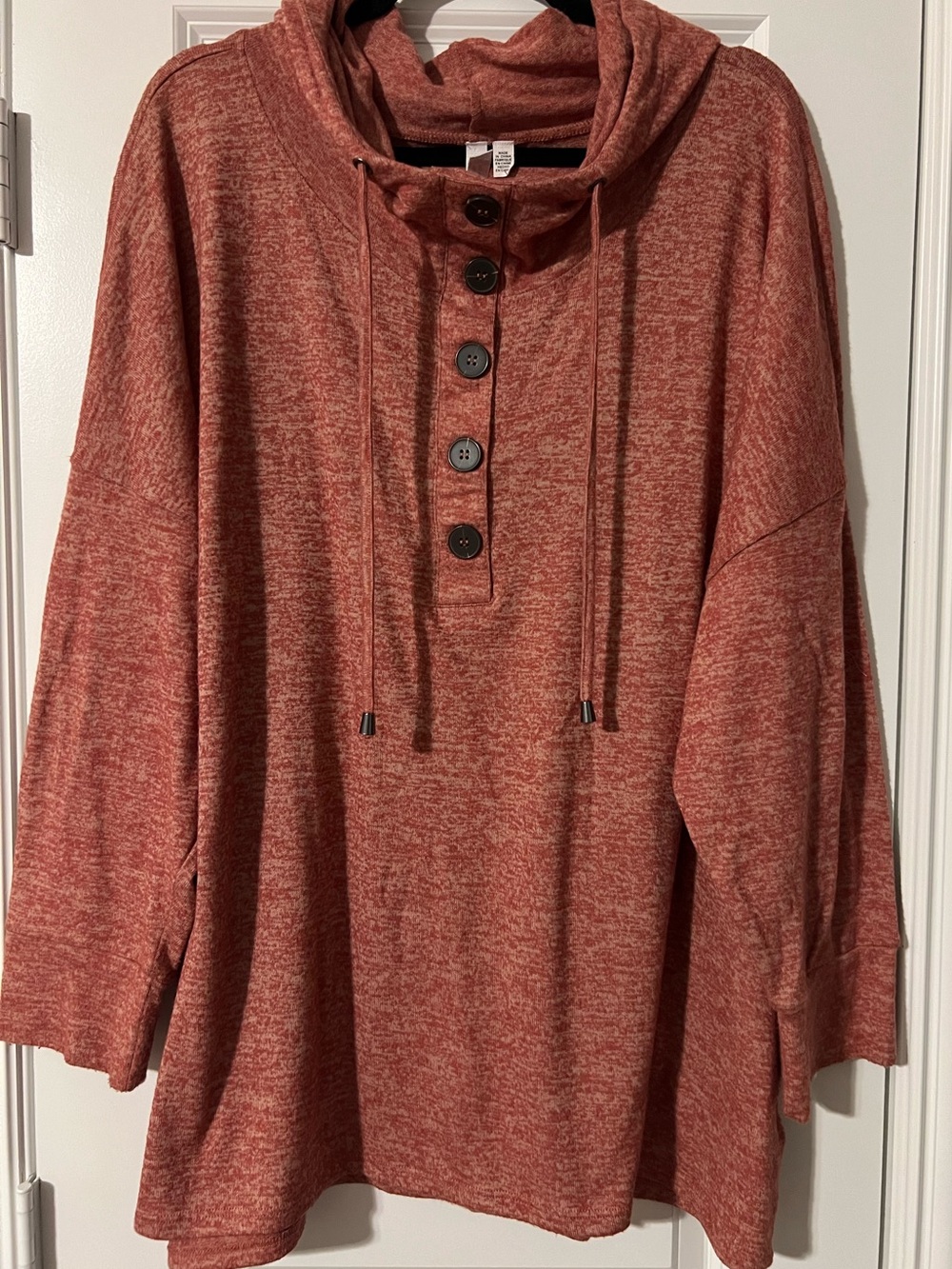 1/4 Button-Front Hooded Pullover Sweater